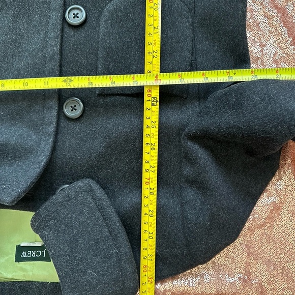 J Crew 100% Wool Double Breasted Fitted Carcoat Charcoal Warm Four Pockets Sz 8 - Picture 12 of 12